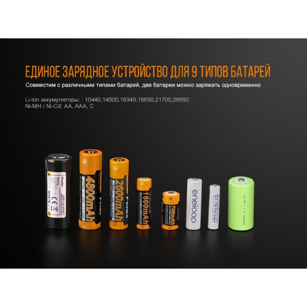 Зарядний пристрій Fenix ​​ARE-A4 (18650, 14500, 26650, АА, ААА, 16340, 10440, 21700)