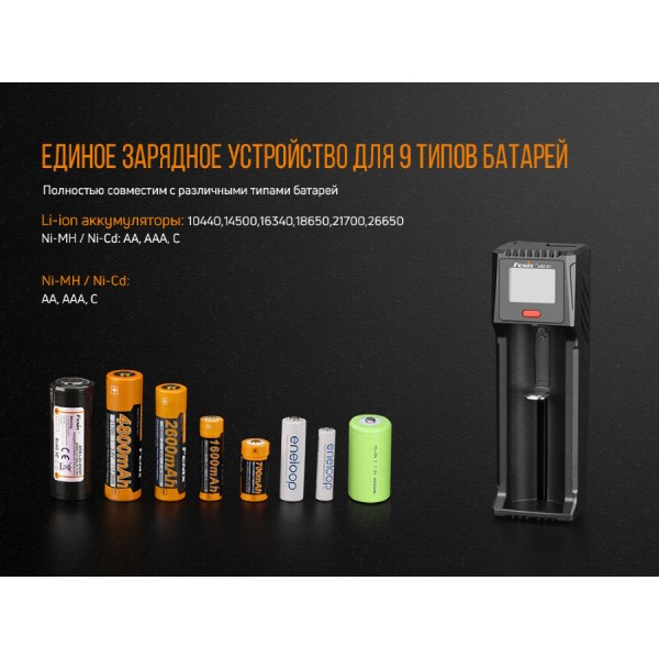 Зарядний пристрій Fenix ​​ARE-D1 (18650, AA, AAA, 14500, 26650, 16340, C, 10440)